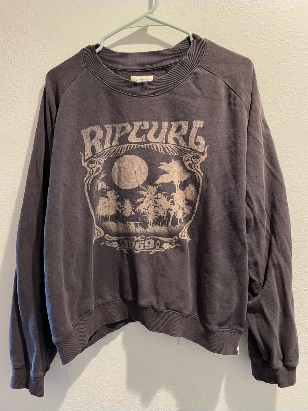 Rip Curl Charcoal Crewneck with Vintage Palm Graphic